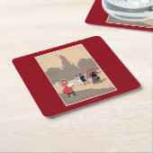 Place de la Republiqueのアールデコ場面 スクエアペーパーコースター (アングル)