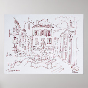 Place des Tanneurs Aix en Provence, France ポスター