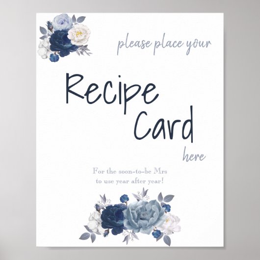 Place Recipe Card Shower Sign ポスター (正面)