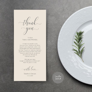 Place Setting Thank You, エレガント Cream Gray Card プログラム