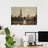 Place Verte and cathedral, Antwerp，ベルギー ポスター (ホームオフィス)