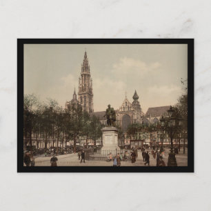 Place Verte and cathedral, Antwerp,ベルギー ポストカード
