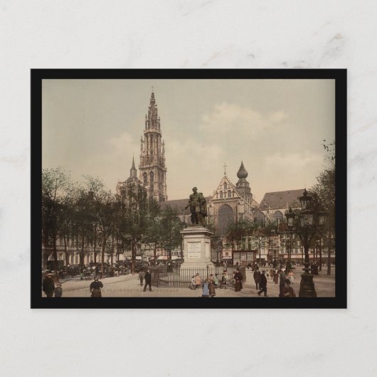 Place Verte and cathedral, Antwerp，ベルギー ポストカード (正面)