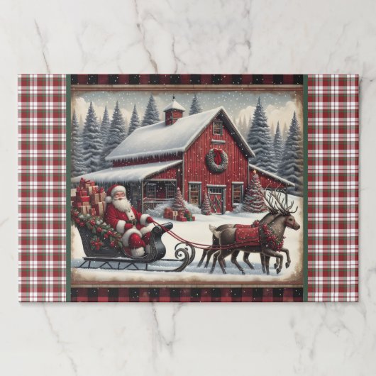 Placemats Christmas Santa Claus Barn 25 Sheets  ペーパーパッド (正面)