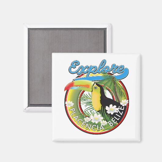 Placencia Belize旅行ロゴを探索する マグネット (正面/裏面)