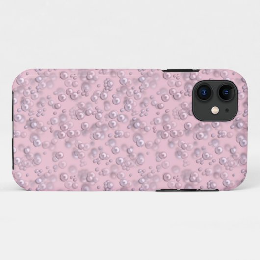 Placers of white-pink pearls on pink velvet Case-Mate iPhoneケース (裏面(横))