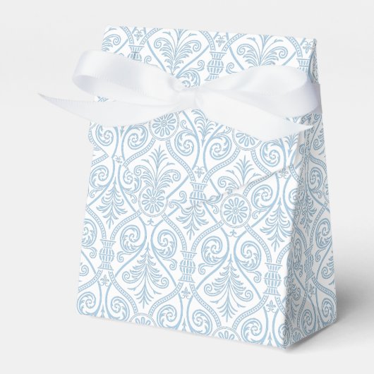 Placid Blue & White Damask Pattern Favor Box フェイバーボックス (正面サイド)