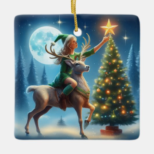 Placing The Star On Top Of Tree セラミックオーナメント (正面)