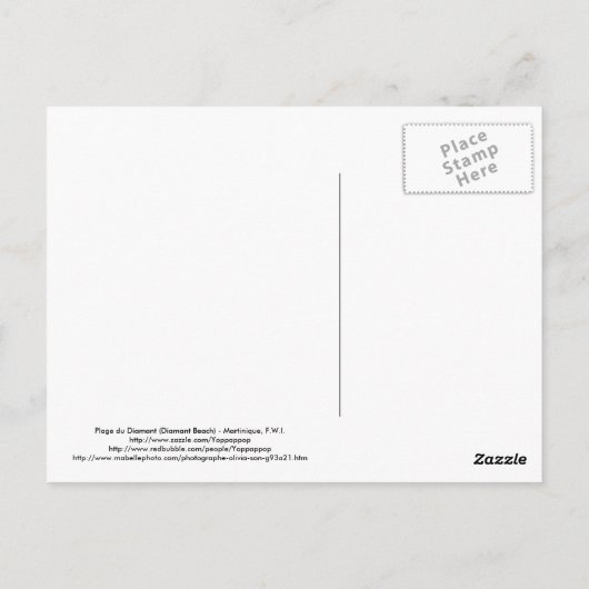 Plage du Diamant - Martinique, F.W.I. ポストカード (裏面)