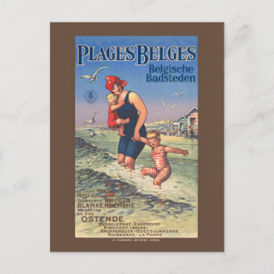 Plages Belges Vintage Poster 1920 ポストカード