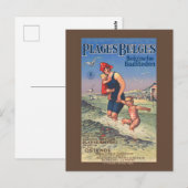 Plages Belges Vintage Poster 1920 ポストカード (正面/裏面)