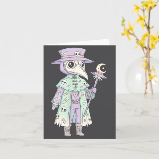 Plague Doctor Gothic Pastel Cute Moth Face Mask Oc カード (黄色い花)