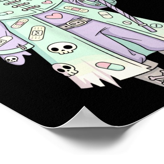 Plague Doctor Gothic Pastel Cute Moth Face Mask Oc ポスター (角)