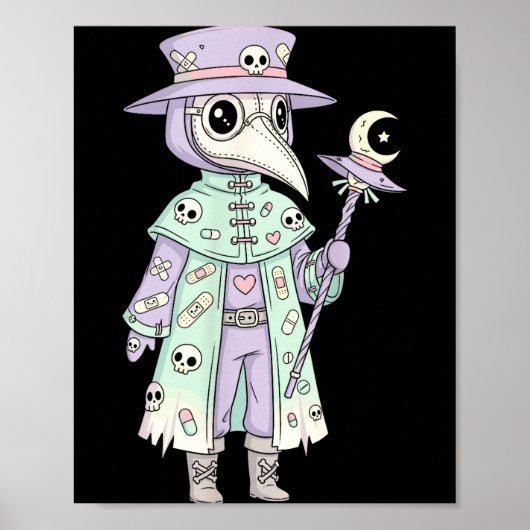Plague Doctor Gothic Pastel Cute Moth Face Mask Oc ポスター (正面)