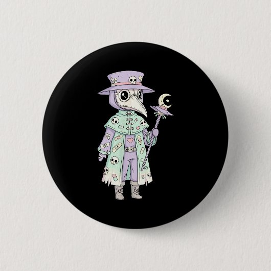 Plague Doctor Gothic Pastel Cute Moth Face Mask Oc 缶バッジ (正面)