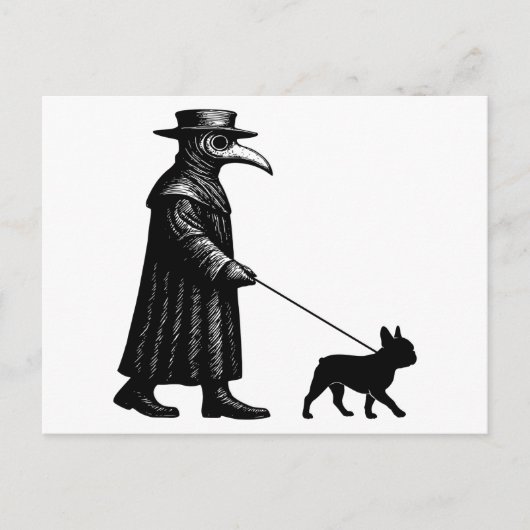 Plague Doctor Walking Frenchie シーズンポストカード (正面)