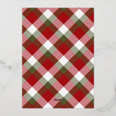 PlaidとHolly Greenと赤の写真はっきりした。 箔シーズンカード (裏面)