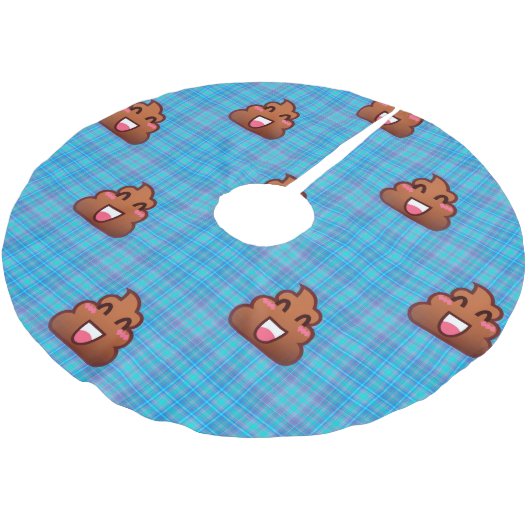 plaidウンチ絵文字クリスマスクリスマスツリースカート ブラッシュドポリエステルツリースカート (アングル)