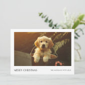 Plaidエレガント Christmas Puppy Dog Family Photo シーズンカード (スタンド正面)