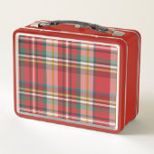 Plaidカラフルクラシックパーソナライズされた子供の名前 メタルランチボックス (裏面)