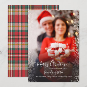 Plaidクリスマスホリデーカップル写真妊娠 案内状