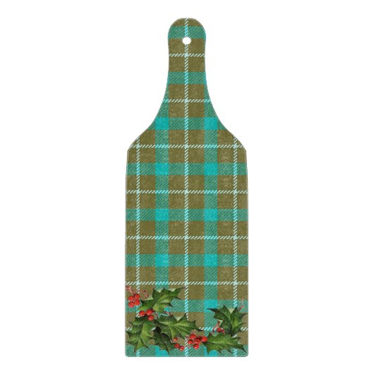PLAIDクリスマスワイングラスのパドル切断板 カッティングボード (正面)