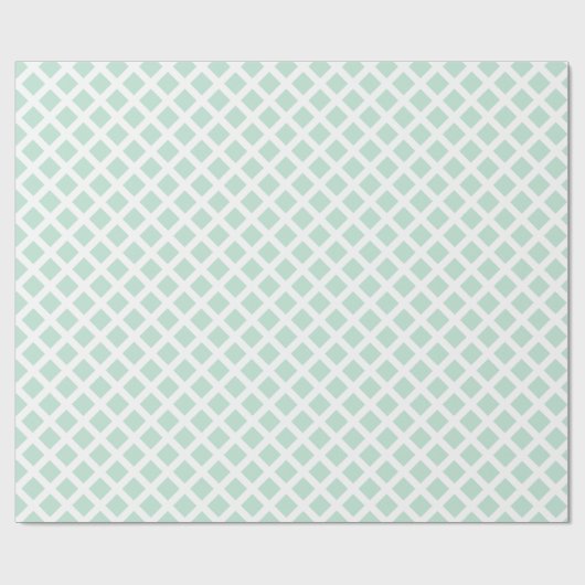 Plaidシーフォームのミント緑色の白いダイヤモンドパターン ラッピングペーパー (フラット)
