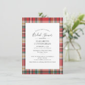 Plaidスクエレガントリ素朴プトブライダルシャワー 招待状 (スタンド正面)