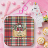 Plaidスクリプトクリスマスカスタムファ素朴ミリ ペーパープレート (パーティー)