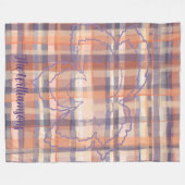 Plaidスクリプト名オレンジパープルクリーム紅葉 フリースブランケット (正面(横))