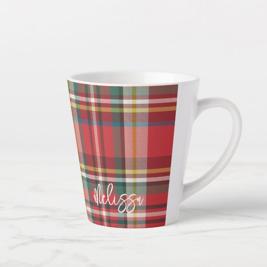 Plaidスクリプ素朴トパーソナライズされた・クリスマス カフェラテマグ (右)
