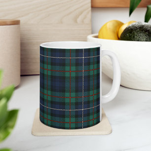 PlaidスコットランドのクランRobertsonグリーンパープルチェック コーヒーマグカップ