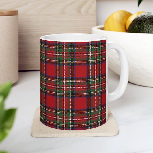 PlaidスコットランドのクランStewart Red Green Blue Check コーヒーマグカップ