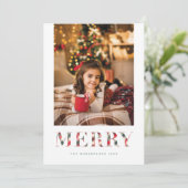 Plaidタイ伝統的プメリーのホリデーフォトカード シーズンカード (スタンド正面)