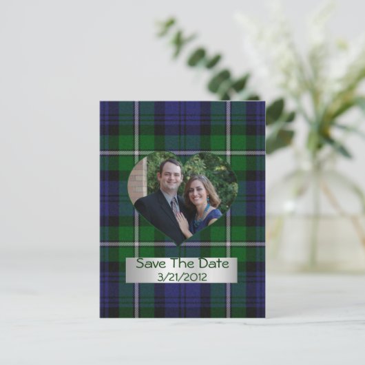 Plaidハート写真Save The Dateはがきを 案内ポストカード (スタンド正面)