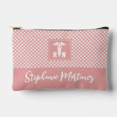 PlaidパタパーソナライズされたーンRN登録ナース アクセサリーポーチ (正面)