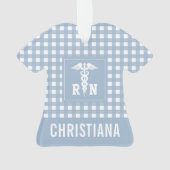 PlaidパタパーソナライズされたーンRN登録ナース オーナメント (裏面)