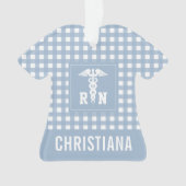 PlaidパタパーソナライズされたーンRN登録ナース オーナメント (正面)