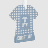 PlaidパタパーソナライズされたーンRN登録ナース オーナメント (正面)