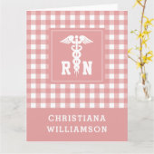 PlaidパタパーソナライズされたーンRN登録ナース カード (黄色い花)
