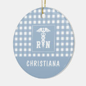 PlaidパタパーソナライズされたーンRN登録ナース セラミックオーナメント (左)