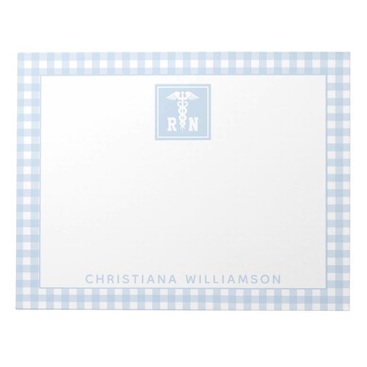 PlaidパタパーソナライズされたーンRN登録ナース ノートパッド (正面)