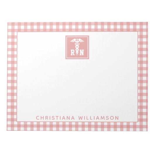 PlaidパタパーソナライズされたーンRN登録ナース ノートパッド (正面)