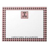 PlaidパタパーソナライズされたーンRN登録ナース ノートパッド (正面)