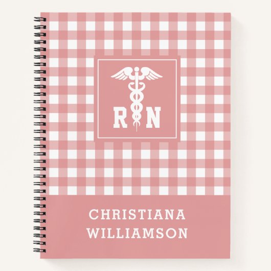 PlaidパタパーソナライズされたーンRN登録ナース ノートブック (正面)
