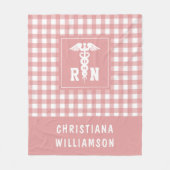 PlaidパタパーソナライズされたーンRN登録ナース フリースブランケット (正面)