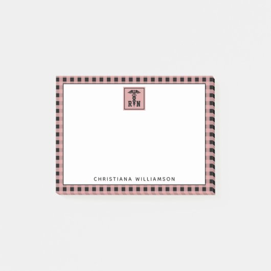 PlaidパタパーソナライズされたーンRN登録ナース ポストイット (正面)