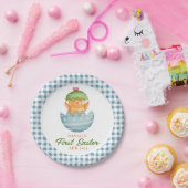 Plaidパーソナライズされた Chick Egg My First Easter ペーパープレート (パーティー)