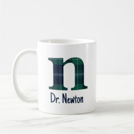 Plaidプリント小文字nイニシャルと名前 コーヒーマグカップ