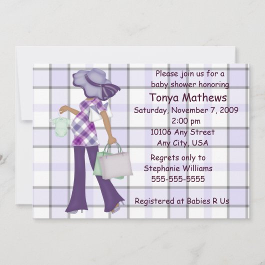 Plaidベビーシャワー招待状(オウム) 招待状 (正面)